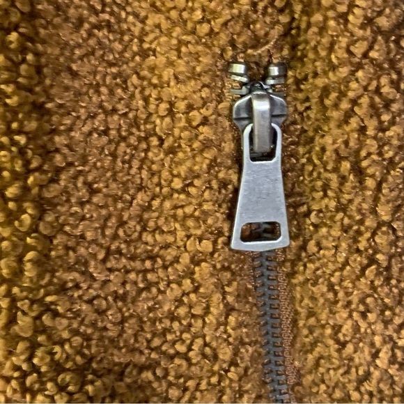 Max Studio Brown Women's Faux Sherpa Moto Teddy Bear Jacket Coat Size Small - Picture 11 of 12